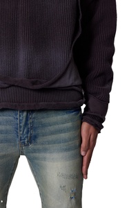 Fabricant de pulls pour hommes avec LOGO personnalisé Pull d'hiver en tricot vieilli à motif jacquard Pull vieilli déterré pour hommes - Product Image 5