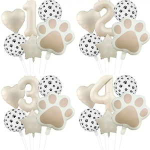 Ensemble de 8 ballons en aluminium en forme de pattes d'animaux, adaptés à la décoration de ballons lors des fêtes d'anniversaire de chats et de chiens - Product Image 1