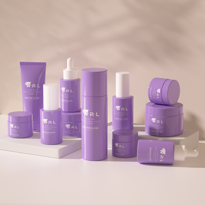 Sang trọng bán buôn cao cấp mỹ phẩm Kem Lotion chăm sóc da thủy tinh màu tím lọ chai bộ cho bao bì - Product Image 1
