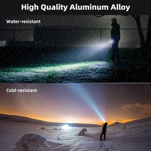 Linterna Táctica LED Recargable USB de 30W, 1000m de Alcance, Impermeable, 600 Lúmenes, con Cuerpo de Aleación de Aluminio, Portátil y con Zoom - Product Image 5