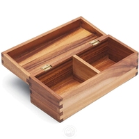 Boîte à recettes rectangulaire en bois d'acacia, écologique, style européen, qualité supérieure, finition laquée, deux compartiments, porte-cartes