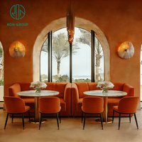 Ensemble de table et chaises rondes en marbre pour restaurant, café, et mobilier de banquette avec canapé
