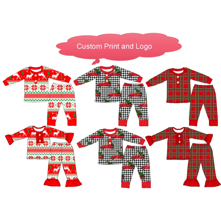 Boys and Girls Match Toddler Christmas Clothes Set Fall Long Sleeve Tops Red Plaid Family Matching Christmas Pants 2pcs Outfits