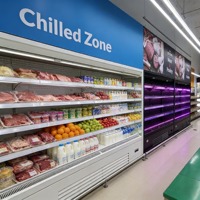 Supermarkt koelmeubel voor fruit en groenten, open multideck koelvitrine