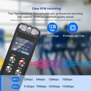 8 ila 128 GB Dijital Kaydedici, Sesle Kontrol Edilebilir Oynatma Fonksiyonlu, USB <span class=keywords><strong>MP3</strong></span> Taşınabilir Kaydedici - Product Image 4