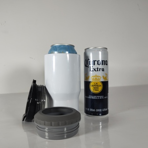Nouveau support isotherme 4-en-1 à double paroi incurvé pour bouteilles de bière de 14 oz, refroidisseur de canettes en acier inoxydable avec 2 couvercles - Product Image 2