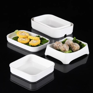Vaisselle empilable pour restaurant de fondue, plateaux alimentaires rectangulaires en plastique pour usage commercial, plateaux de buffet pour barbecue - Product Image 2