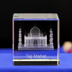 ของที่ระลึกพรีเมียม สะพานเล็ก ดีไซน์ใหม่ แกะสลักเลเซอร์ 3 มิติ รูปทรงอาคารทัชมาฮาล บนฐานคริสตัลทรงลูกบาศก์ - Product Image 4