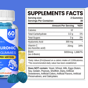 OEM Beauty product Skin Hydration Support Healthy Hair Nails Hyaluronic Acid Gummies <b>Collagen</b> Supplement Gummies - Product Image 2