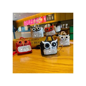 Dickmon Hot Sell Münz tasche Schlüssel bund Diamant Eule Geldbörse Schlüssel anhänger Mode PU Leder Quaste Anhänger Auto Strass Charms Schlüssel ring - Product Image 1