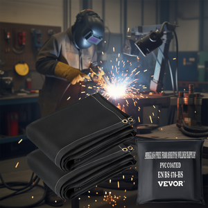 Manta Ignífuga Vevor para Soldadura, 8 x 10 Pies, Fibra de Vidrio, Negra con Ojales de Latón - Product Image 2