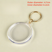Porte-clés personnalisés en acrylique transparent, forme ronde ou rectangulaire, avec anneau doré, pour cadeau promotionnel DIY en plastique
