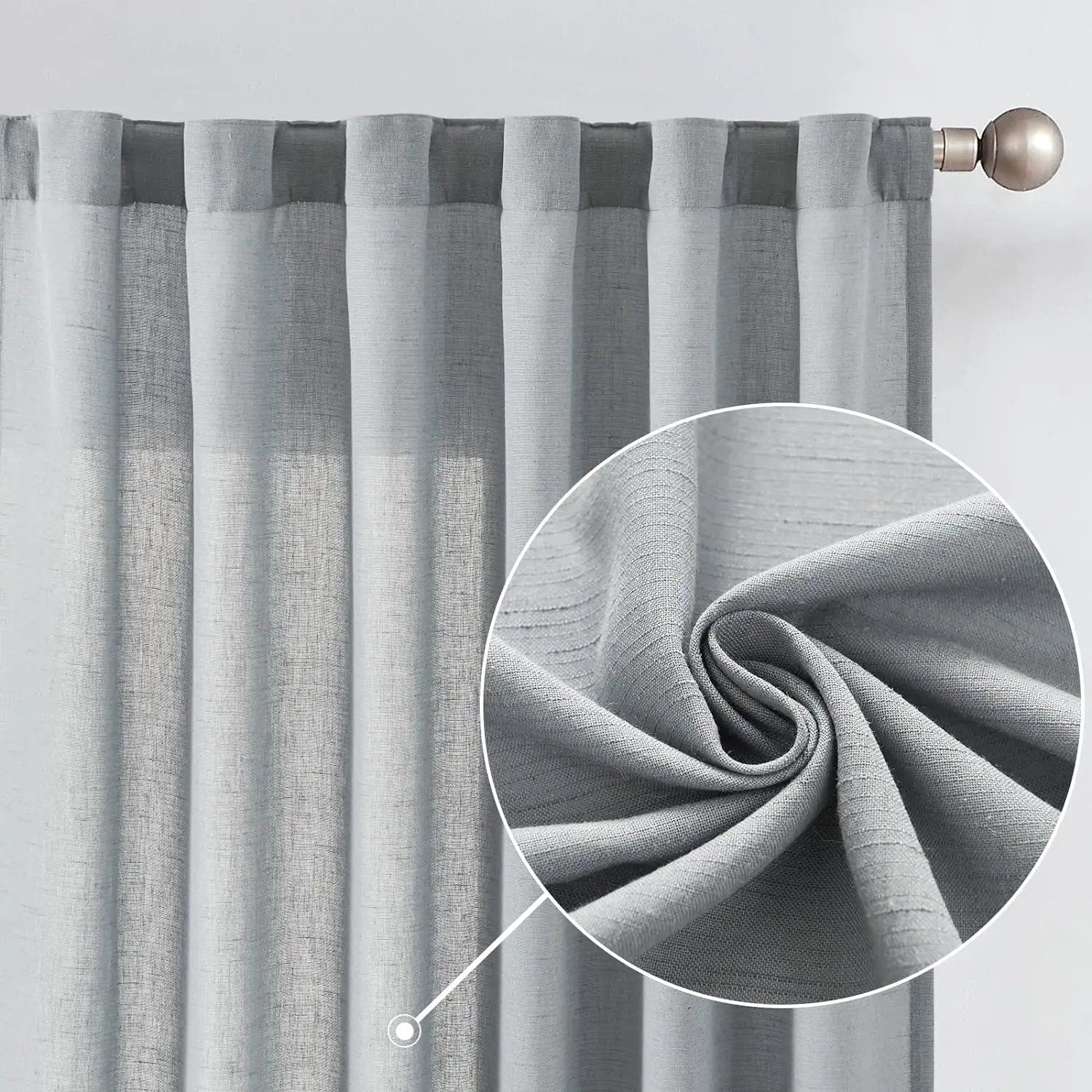 QDTEX cortinas de lino tela personalizada Rod Pocket Back Tab header estilo lino cortinas de ventana de lino