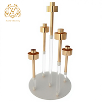 Bougeoirs en or de haute qualité en gros, 5/6 bras, élégants centres de table de mariage et bougies décoratives