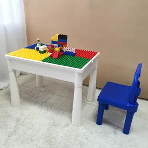 最新的儿童塑料多功能建筑儿童家具儿童块和学习书桌和椅子研究套装