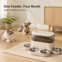 Distributeur automatique intelligent pour animaux de compagnie 8,8 L, bac transparent, 4 gamelles, contrôle par application, Wi-Fi 2,4G/5G, enregistrement vocal, vente en gros, OEM, ODM