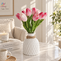 Bunga Tulip Buatan PU Real Touch Grosir, Tangkai Tunggal untuk Buket Pernikahan, Dekorasi Rumah dan Hotel Musim Semi