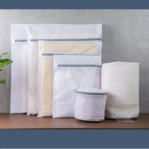 Saco de malha para lavanderia doméstica, porta-roupas e suporte dobrável, organizador retangular simples para lavar roupas, atacado