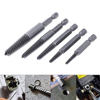 Lot de 5 extracteurs de vis et forets de centrage, kit de guides pour l'extraction de boulons cassés ou endommagés, avec tige hexagonale et clé pour outils manuels cassés