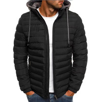 Automne hiver à la mode hommes couleur unie à capuche Cardigan veste col montant coton Simple atmosphère nouveaux vêtements de commerce extérieur