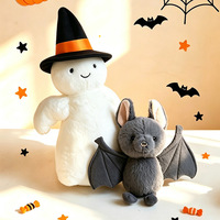 Série Halloween : Jouet en peluche décoratif amusant, style gothique, avec motifs de dessin animé (Chauve-souris, Citrouille, Lapin, Corbeau, Fantôme, Chapeau de Sorcière, Pirate, Chien)