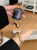 Pulsera de metal de acero inoxidable simple OEM para mujer, gran oferta, correas de reloj inteligente de lujo, transpirable, Compatible con Apple Watch 9 6 SE