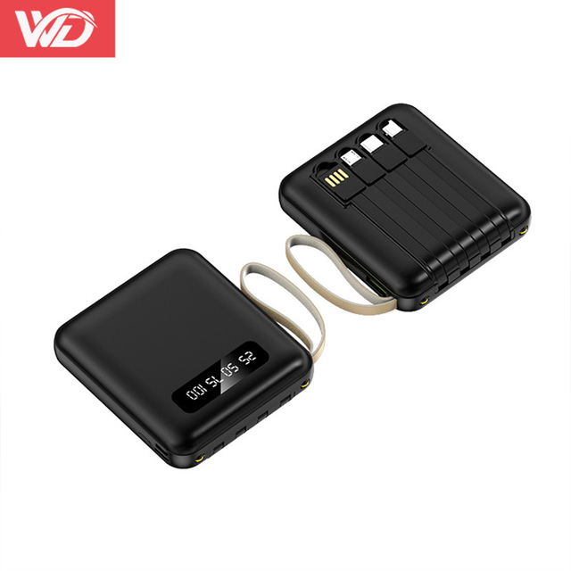 Portable Power Bank 10000mah Battery Charger Fast Charging Powerbank With 4 Cable LED Display Flashlight Lanyard 10000 Mah