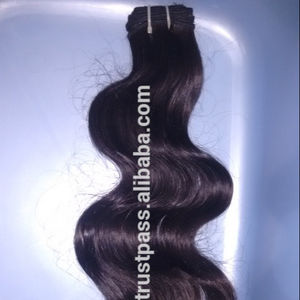 Cabello humano Remy indio 100% Cabello virgen crudo sin procesar Cutícula de un solo donante alineada Sin desprendimiento Sin enredos Estilo de onda de trama de cabello - Product Image 1