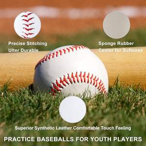 Palle da Baseball per Allenamento in Pelle Resistente per Mancinio, Misura Ufficiale 9 Pollici, Mazza in PVC per Pratica e Partite - Product Image 2