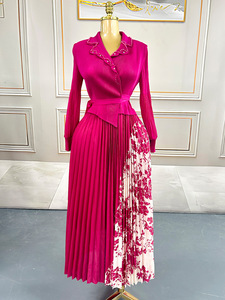 Vestido de Noche Elegante de <span class=keywords><strong>Issey</strong></span> Miyake, Estilo Moderno, Mangas Largas, Plisado, Estampado Floral, Talla Grande para Mujer - Product Image 6