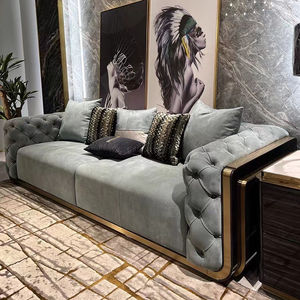 Salon en cuir de style moderne, canapés lumineux de luxe, <span class=keywords><strong>canapé</strong></span> sectionnel 1 + <span class=keywords><strong>2</strong></span> + 3 <span class=keywords><strong>places</strong></span>, <span class=keywords><strong>canapé</strong></span> chesterfield en tissu <span class=keywords><strong>nubuck</strong></span>, ensemble de meubles - Product Image 2