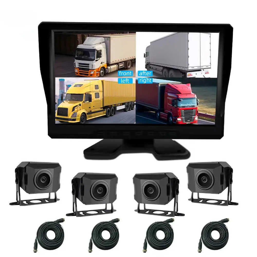 10,1 Zoll Lkw-DVR Fahrvideorecorder IPS-Bildschirm Black Box Backup-Kamera AHD Nachtsicht-Rückfahrmonitor