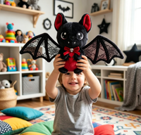 Peluche chauve-souris personnalisée pour Halloween, 25-40 cm, avec ailes en dentelle, animal en peluche doux pour cadeau d'Halloween, décoration de fête, OEM ODM