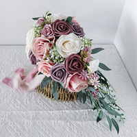 Bouquets de mariée en soie artificielle en forme de goutte d'eau, faits à la main, pour la photographie, vente en gros d'usine