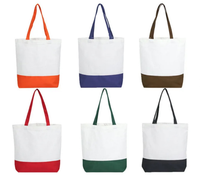 Sac fourre-tout en toile bicolore réutilisable, sac à bandoulière décontracté, sac de shopping simple en toile bicolore pour le travail quotidien, l'école et les voyages