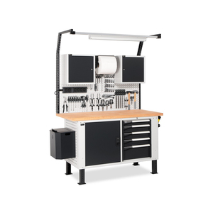 Fami MASTERBR1508 Banco de trabajo ajustable de 150cm con armario, cajonera y mueble de pared para vasistas - Product Image 1