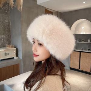 Chapeau d'hiver pour femme en fausse fourrure moelleuse, protection des oreilles, <span class=keywords><strong>bonnet</strong></span> de ski, coupe-vent, chapeau <span class=keywords><strong>russe</strong></span>, <span class=keywords><strong>bonnet</strong></span> en fausse fourrure de renard, chapeau de motard - Product Image 4