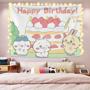 Tissu de fond décoratif mignon de dessin animé Hachiya Ikawa, tapisserie murale suspendue pour la décoration de chevet - Product Image 2