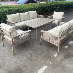 Patio <strong>Furniture</strong> 5 <strong>Piece</strong> Aluminium Low Dining Sofa <strong>Set</strong>- K.D Outdoor <strong>Garden</strong> <strong>Furniture</strong> <strong>Set</strong> with Cushion - Product Image 2