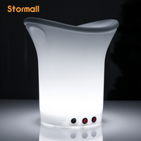 Seau à glace en plastique transparent avec logo personnalisé, avec couvercle, pour le camping, avec lumières LED, capacité 7L/8L/12L