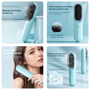 고품질 가정용 휴대용 무선 USB 충전 플라스틱 나일론 스트레이트 마사지 헤어 빗 에센셜 오일 - Product Image 3