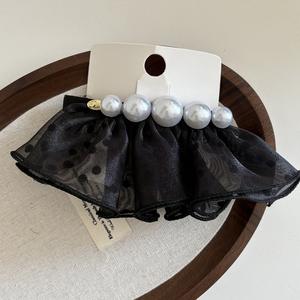 Nouvelle Pince à Cheveux Française à Pois et Perles pour Femme, Accessoire de Mariage Demi-Elégant avec Grand Nœud, Idéal pour Fêtes et Cérémonies - Product Image 4