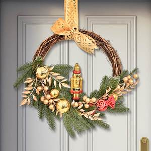 Custom Modern Handmade Plastic <b>Wreath</b> With Christmas Baubles and Withered Branches Door Hanging Indoor Decoration - Product Image 3