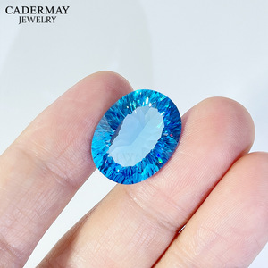 Cadermay Natural Blue Topaz Oval Loose Stone For Jewelry Making With Certificate - Product Image 3