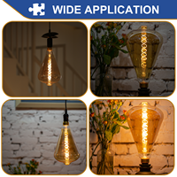 Ampoule LED à filament ST164 7W à CRI90 élevé, E26 E27, dimmable, en verre ambré, forme conique surdimensionnée, style vintage, pour café, hôtel, restaurant