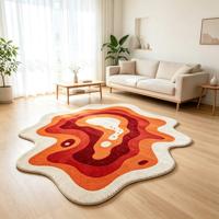 Moderner Exzentrischer Teppich Kunstwolle Bedruckter Teppich für Wohnzimmer Luxuriöser Unregelmäßiger Wellen-Teppich Weicher Plüsch-Dekor Alfombra