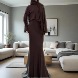 R-473 Desain Baru EID Muslim Setelan 2 Potong Atasan Rok Wanita Gaun Fashion Hijab Modis Etnik Islami Elegan Panjang Lantai XXL - Product Image 2