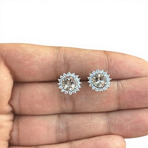Natural Morganite <b>Stud</b> <b>Earrings</b> 925 Sterling Silver Handmade Fine Gemstone Jewelry Wholesale Supplier - Product Image 3