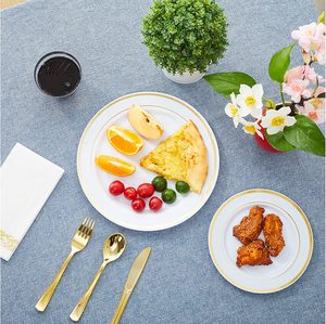 ชุดอาหารเย็นพลาสติกแบบใช้แล้วทิ้ง50ชิ้นประกอบด้วยจานอาหารเรียกน้ำย่อยสำหรับแขก50ชิ้นเครื่องเงินพลาสติก20ถ้วยพลาสติก50 - Product Image 5