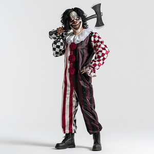 Disfraz de Payaso Terrorífico de Halloween con Goteo de Sangre para Hombre, Traje de Payaso Asesino Negro y Blanco con Máscara para Carnaval y Casa Embrujada - Product Image 5